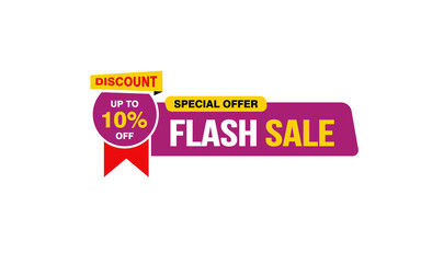 10 Percent flash sale offer, clearance, promotion banner layout with sticker style.