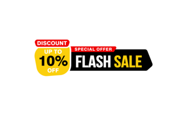 10 Percent flash sale offer, clearance, promotion banner layout with sticker style.