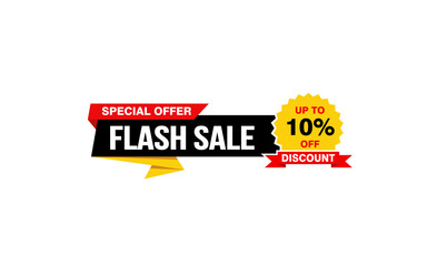 10 Percent flash sale offer, clearance, promotion banner layout with sticker style.