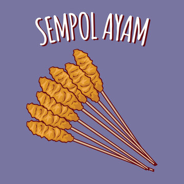Sempol ayam illustration Indonesian food with cartoon style