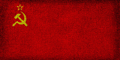 Flag of the USSR with the texture of rough fabric.