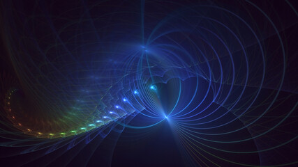 3D rendering abstract multicolor fractal light background