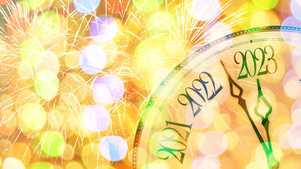clock face on a Christmas background. concept of the new year.