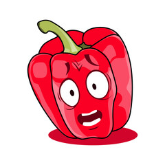 Red Paprika Cartoon Character. Vector Illustration Isolated on White Background