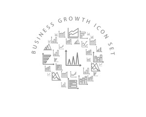 Vector business growth icon set