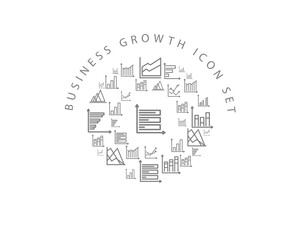 Vector business growth icon set