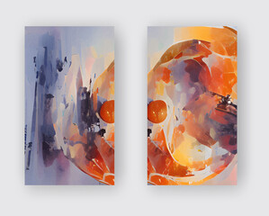 Abstract red orange color autumn design banners set.