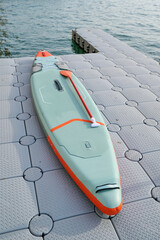 SUP board on a modular Floating Docks System in the sea