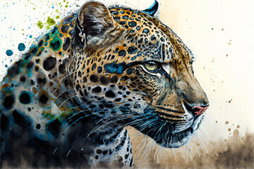 Naklejka na ściany i meble Portrait of a leopard