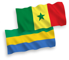 Flags of Republic of Senegal and Gabon on a white background