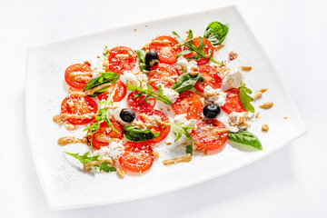 caprese salad on the white background