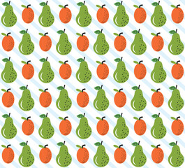 Hand drawn abstract fruit pattern. Hand drawn fruit background. Organic doodle pattern background.  