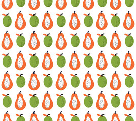 Hand drawn abstract fruit pattern. Hand drawn fruit background. Organic doodle pattern background.  