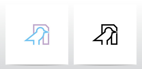 Bird Standing Outline Letter Logo Design N