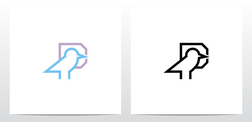 Bird Standing Outline Letter Logo Design P