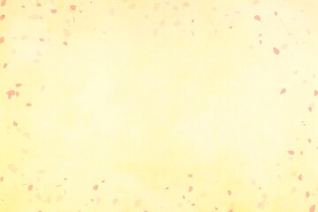 和紙風ぼかし花びら舞う黄色の年賀状背景