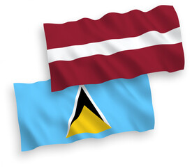 Flags of Latvia and Saint Lucia on a white background