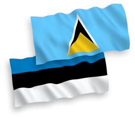 Flags of Saint Lucia and Estonia on a white background