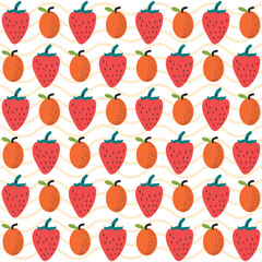 Flat organic doodle pattern background. Hand drawn fruit background. Hand drawn abstract fruit pattern.
