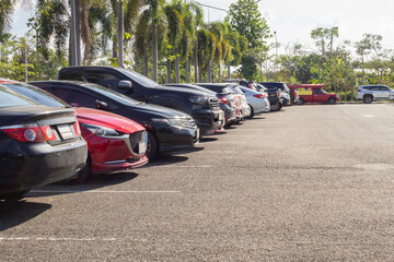 Cars parked in the outdoor parking lot