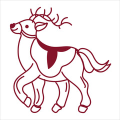 merry Christmas with a hand drawn deer pattern. vector