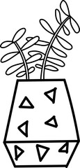 House plant, succulent in a pot. Outline illustration. This art is perfect for invitation cards, spring decor, greeting cards, logo design, branding design, posters, scrapbooking, print, wallpaper, et