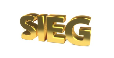 Sieg, 3D, gold, Schrift