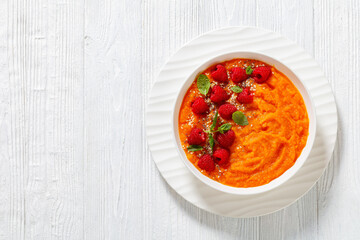 Sweet Potato Mash topped with fresh Raspberries