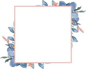 Blue Flower Arrangement with watercolor style