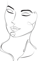 Lineart face with closed eyes