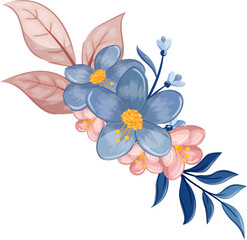 Blue Floral Bouquet With Watercolor