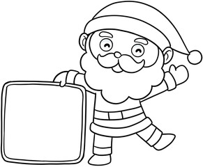 cute cartoon santa claus merry christmas line art for colorin