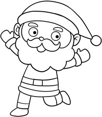 cute cartoon santa claus merry christmas line art for colorin