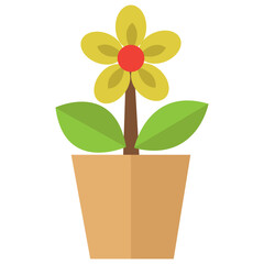 Beatuful flower in a pot asset vector illustration. suitable for editing images placed on a table or in a window.