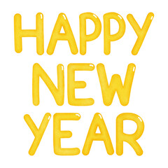 Golden Yellow Happy New Year Lettering Text