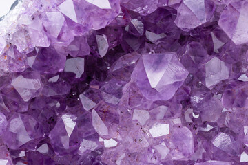 amethyst crystals on white background