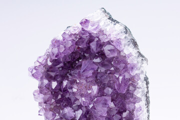 amethyst crystals on white background