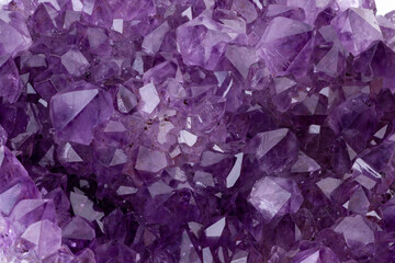 amethyst crystals on white background