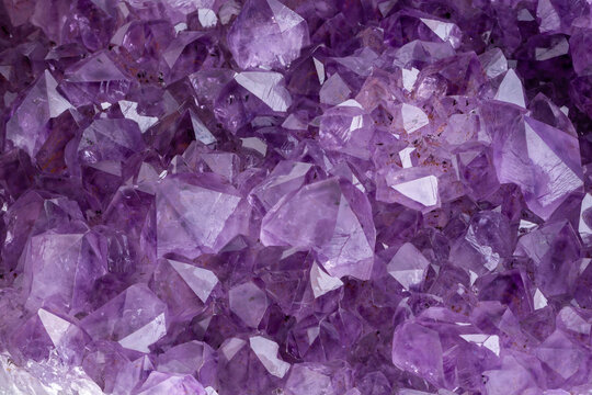 amethyst crystals on white background