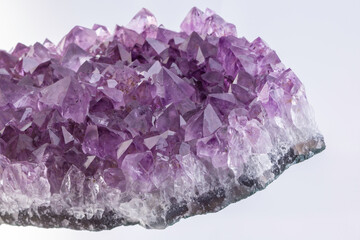 amethyst crystals on white background