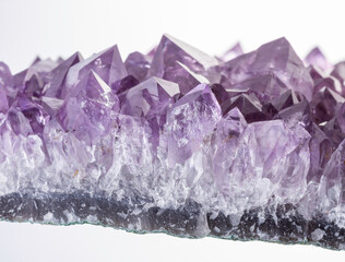 amethyst crystals on white background