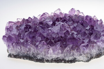 amethyst crystals on white background