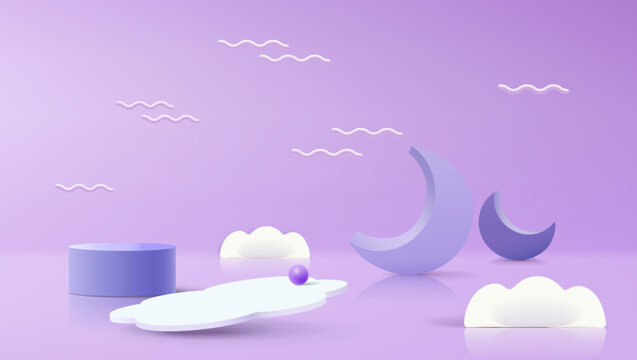Round podium for product presentation in 3d creative composition.