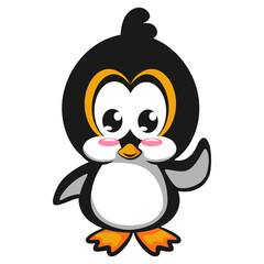 cute little penguin character mascot vector illustration