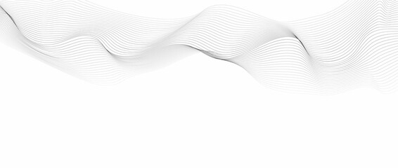 Fototapeta premium Wave line background with smooth shape. Beautiful wavy line on a white background. Horizontal banner template. Abstract futuristic template. Chrome technological wallpaper.
