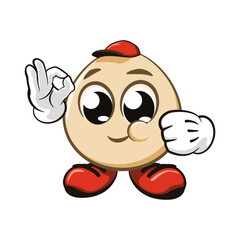 cute dough character mascot vector illustration in hat