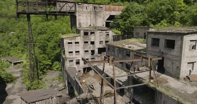 Abandoned Chiatura mining and manganese ore processing plant, Georgia.
