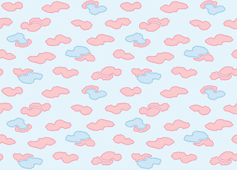 Fototapeta premium Japanese Pretty Cloud Vector Seamless Pattern