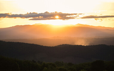 Sunrise or sunset, beautiful sky sunlight shines sky with clouds colorful and mountain background - Twilight cloud on sky
