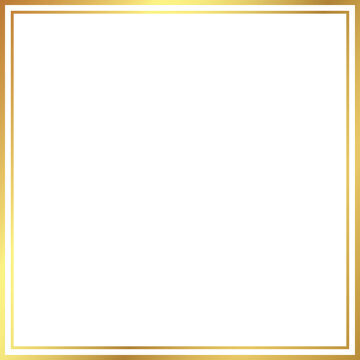 Double square gold frame, duo line golden border  isolated on transparent background, PNG template  picture, card